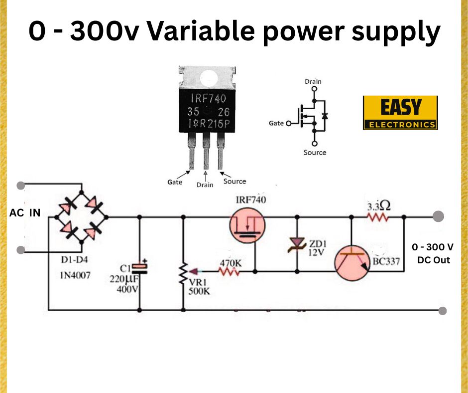 0-300V Variable DC Power Supply: Circuit Analysis and Design Guide