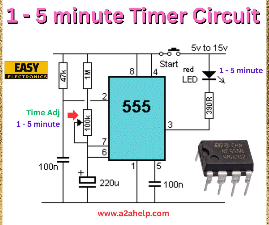 1-5 Minute Timer Circuit Using the 555 IC