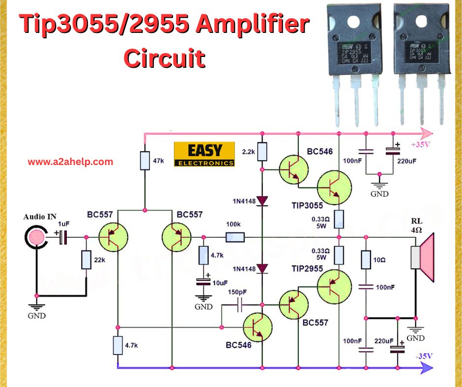 TIP3055/TIP2955 amplifier circuit