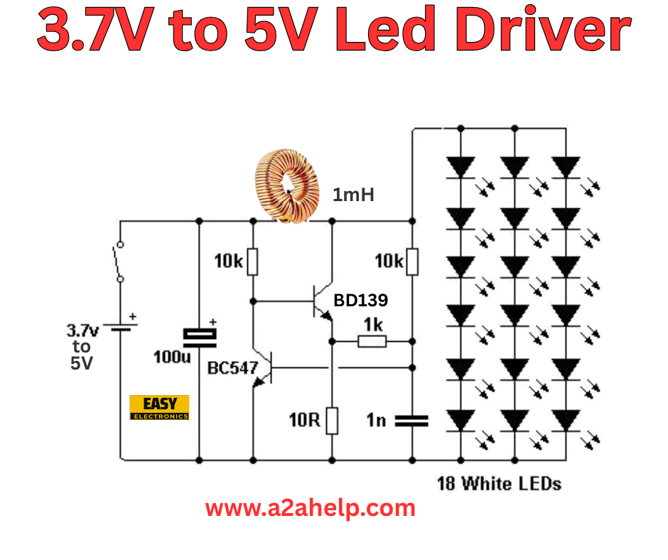 3.7V to 5V LED driver circuit