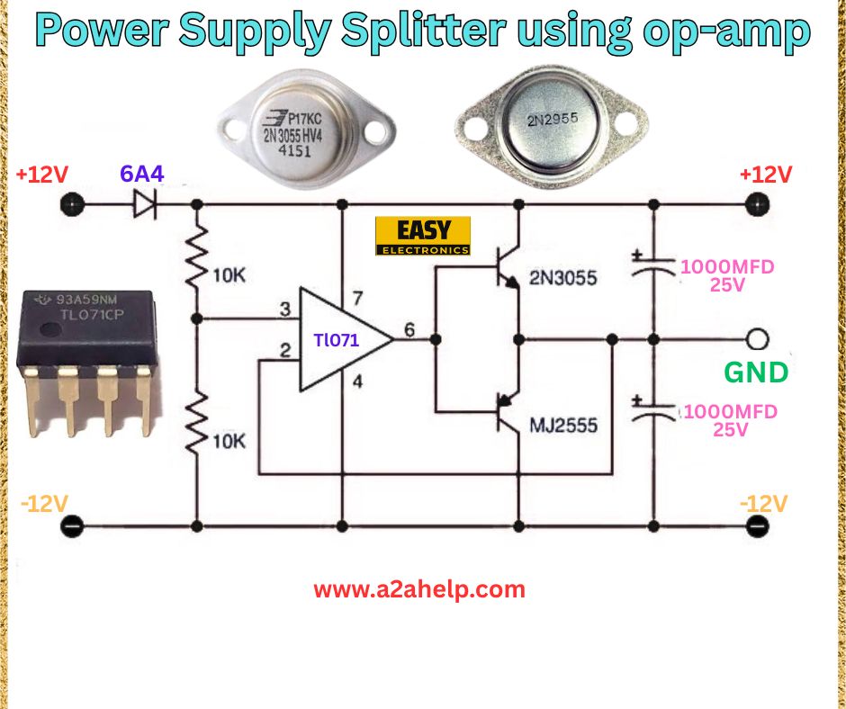 power supply splitter using op-amp circuit