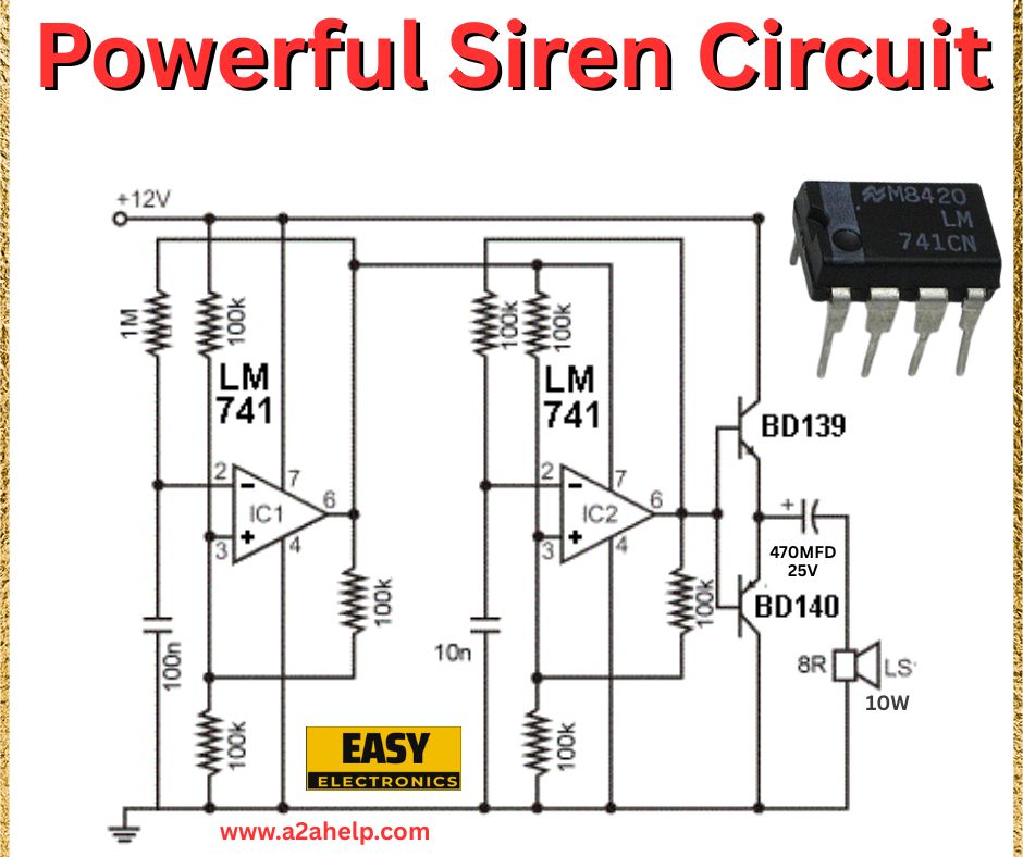 How to Build a Powerful Siren Circuit Using LM741 IC: A Step-by-Step Guide
