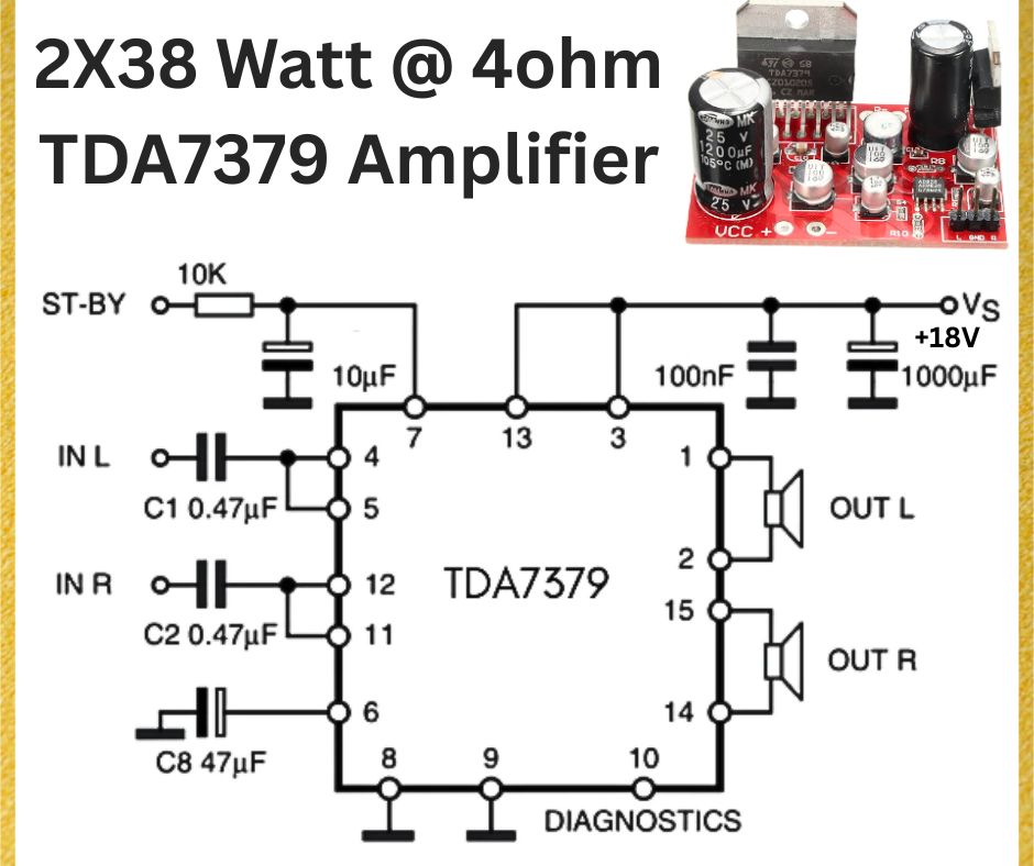 DIY 2x38W TDA7379 Amplifier Circuit