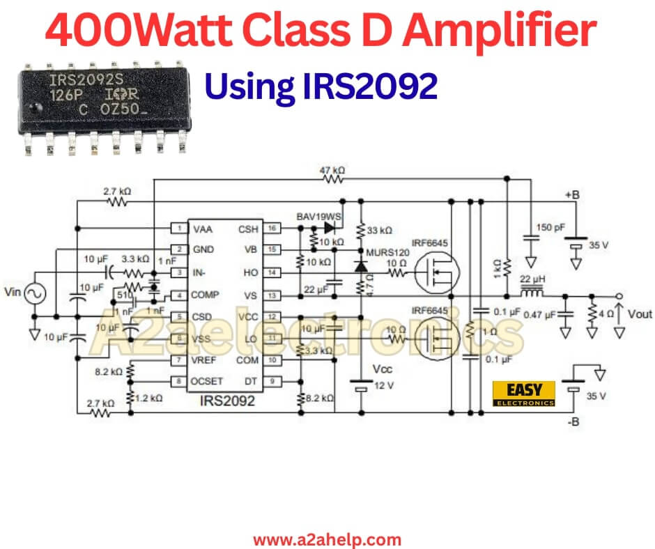 400W Class D Amplifier Using IRS2092