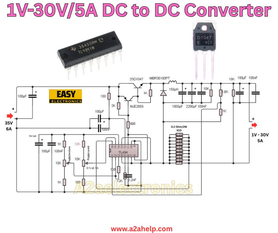 Adjustable 1-30V 5A DC-DC Converter with TL494