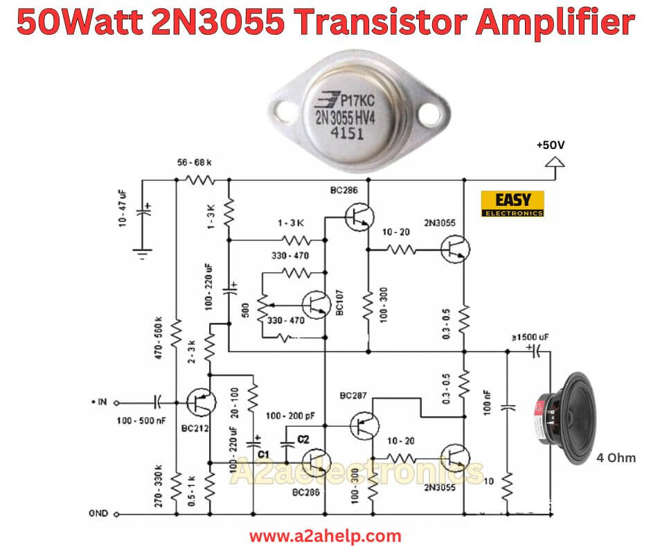 50Watt 2N3055 Transistor Amplifier