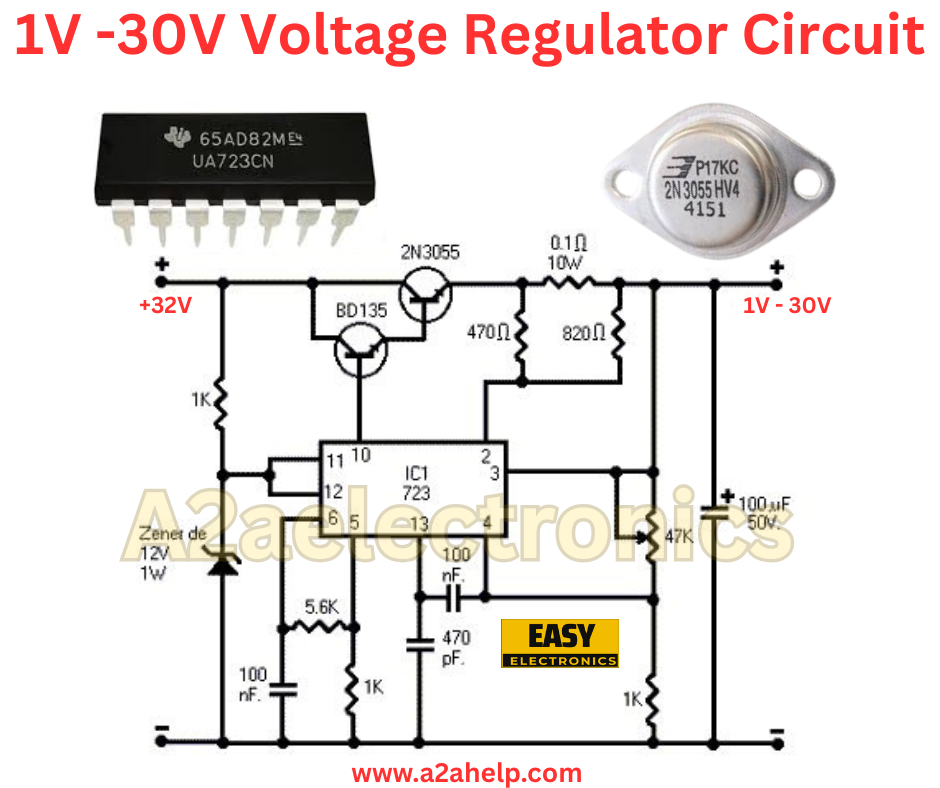 1V -30V Voltage Regulator Circuit