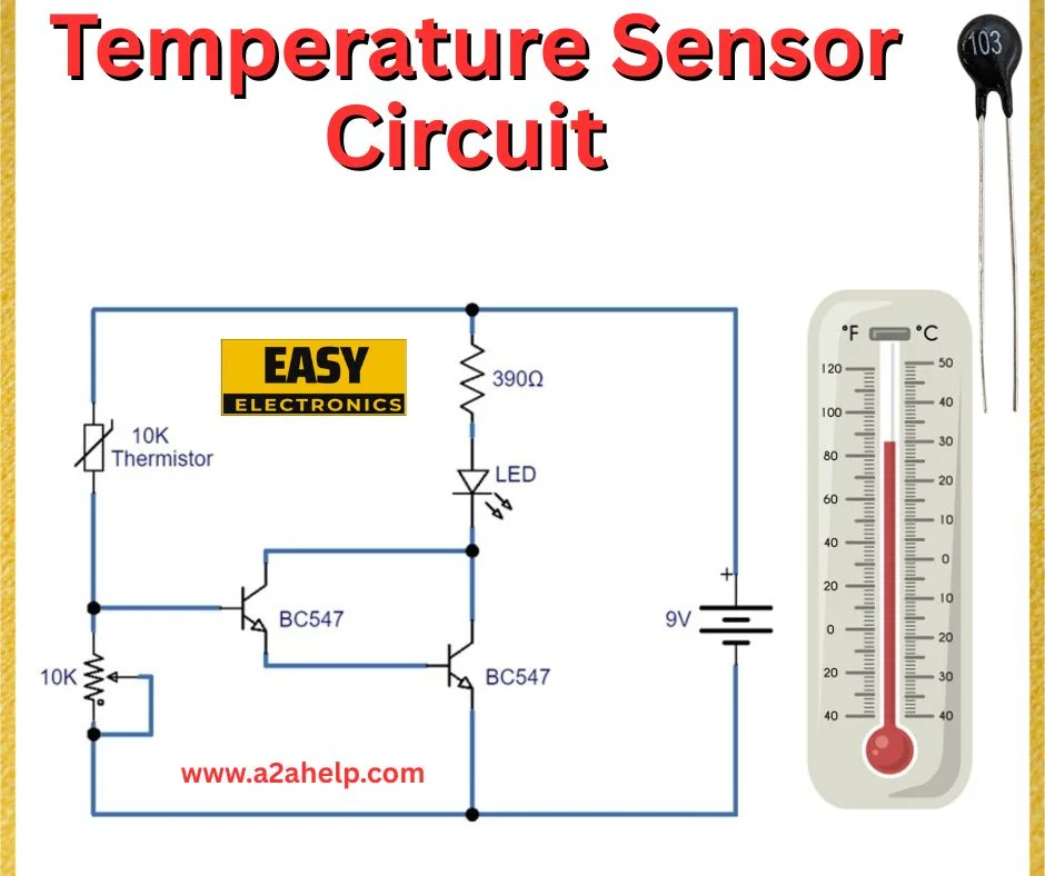 Temperature Sensor Circuit Using Thermistor and BC547