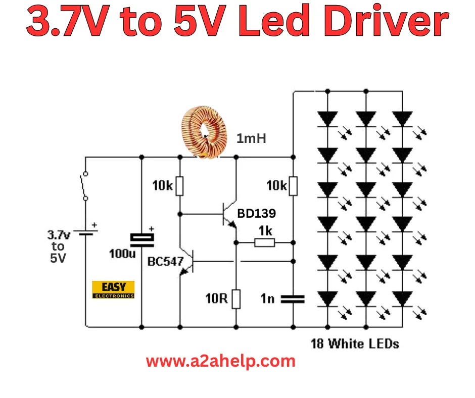 3.7V to 5V LED driver circuit