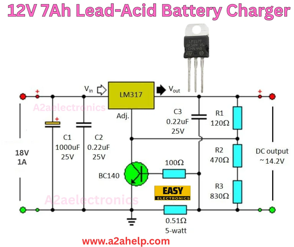 12V 7Ah Lead-Acid Battery Charger Circuit