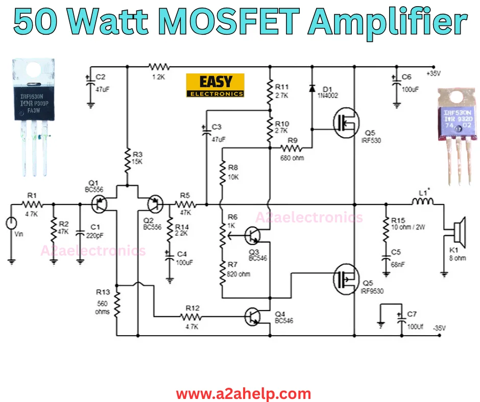50 Watt MOSFET Amplifier Circuit