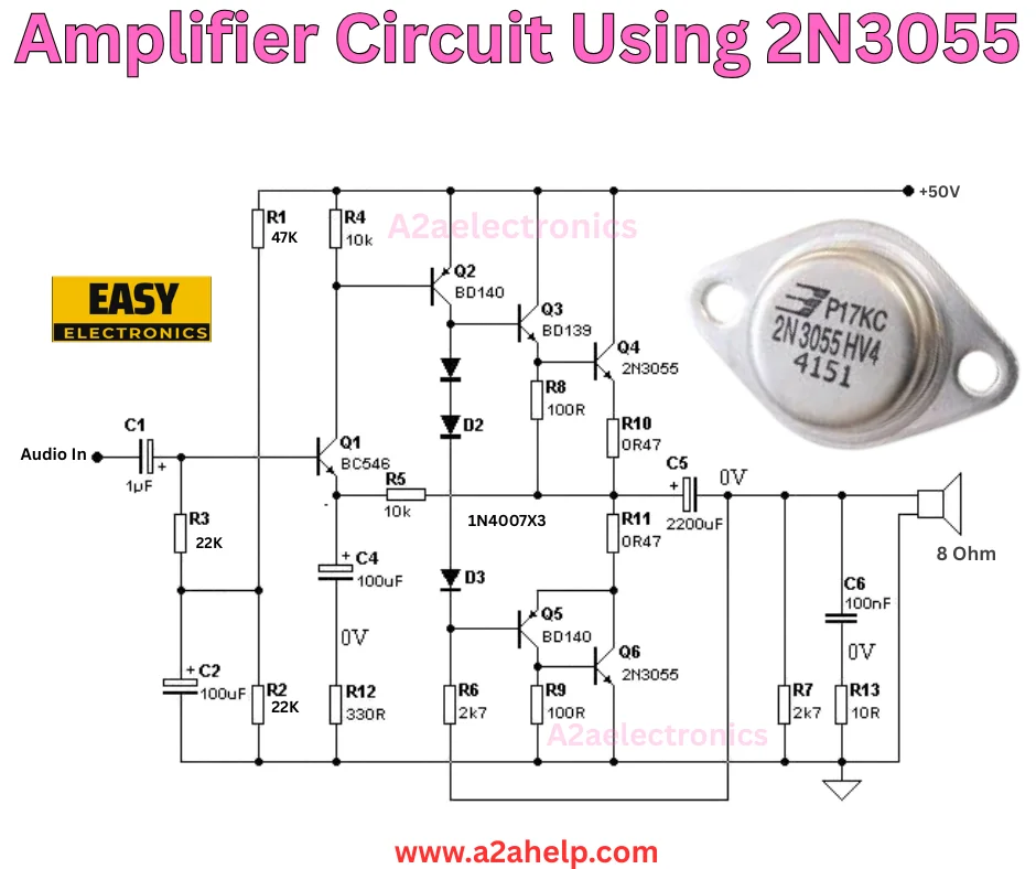 Amplifier Circuit Using 2N3055