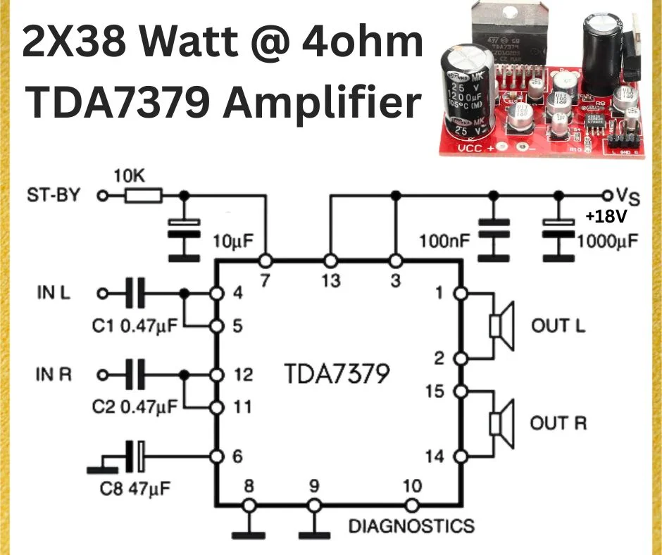 DIY 2x38W TDA7379 Amplifier Circuit