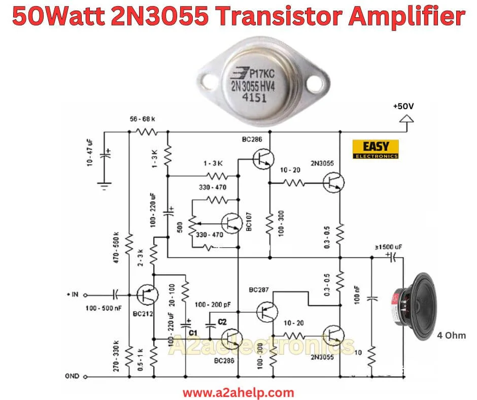 50Watt 2N3055 Transistor Amplifier